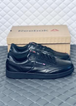 Кросівки кеди чоловічі чорні шкіряні reebok classic leather 44 розмір