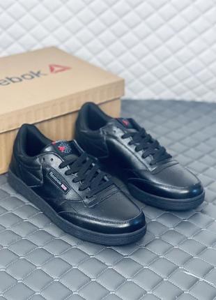 Кроссовки мужские черные кожаные reebok classic leather 44 размер5 фото