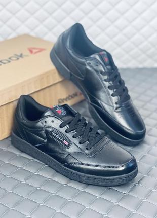 Кроссовки мужские черные кожаные reebok classic leather 44 размер3 фото