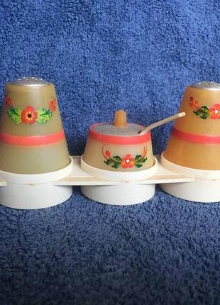 Набір пластиковий для спецій cccp сіль перець гірчиця (соус) н336