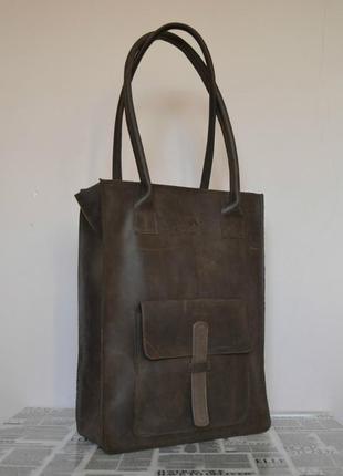 Сумка шоппер з кишенею wb_008_brown