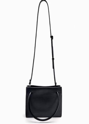 Небольшая квадратная сумка-шоппер zara/ маленькая черная сумка zara2 фото