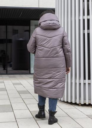 Удлиненная зимняя женская куртка батал 107 / р.48-64 / графит3 фото
