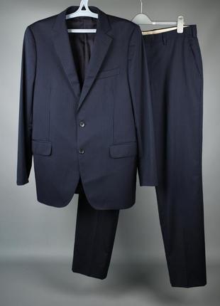 Brooks brothers мужской костюм темно синий шерстяной  в линию размер xl