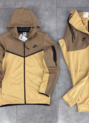 Осенний коричневый спортивный костюм комплект nike tech fleece мужской коричневый костюм на осень nike tech fleece с капюшоном найк