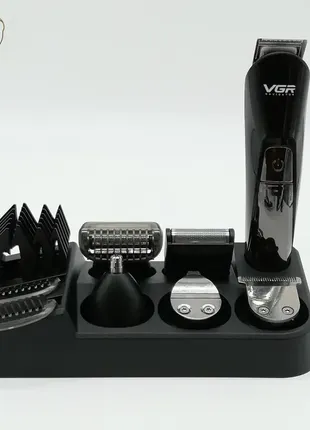 Многофункциональный триммер набор для стрижки волос и для бритья и носа vgr v-012 6 в 1 чёрный v012