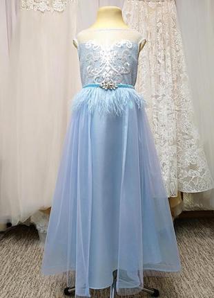 Детское голубое платье снежинка эльза принцессы дитяча сукня утреник на девочк3 фото