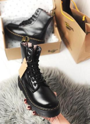 Dr.martens jadon black зимние кожаные ботинки мартинс с мехом/осень/зима/весна😍3 фото