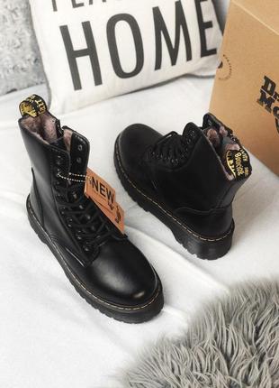 Dr.martens jadon black зимние кожаные ботинки мартинс с мехом/осень/зима/весна😍8 фото