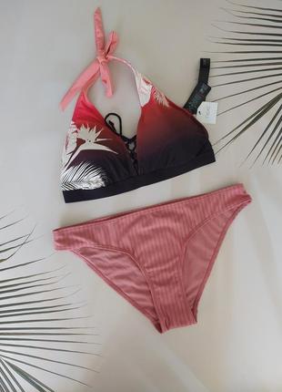 75c/34c- l/xl купальник топ с паралоновыми вкладышами плавки в рубчик next primark