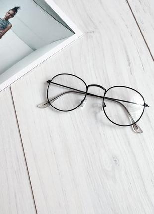 Іміджеві окуляри, окуляри для стилю нульовки, якісні, прозорі окуляри металева оправа