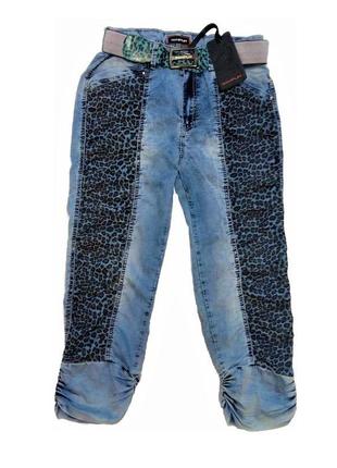 Летние джинсовые укороченные джинсы wampum турция /5332/1 фото