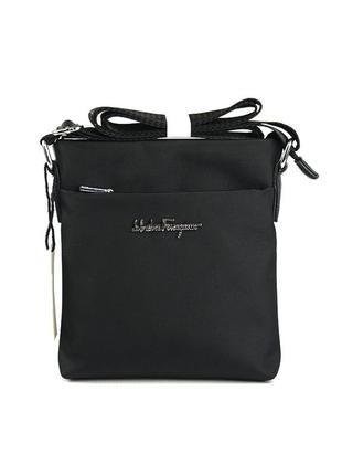 Черная текстильная маленькая мужская сумочка через плечо, молодежная мини сумочка мессенджер нейлон4 фото