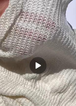 Туніка пляжна сукня парео з вʼязки в молочному кольорі білому8 фото