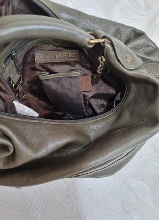 Кожаная оливковая сумка laura ashley7 фото