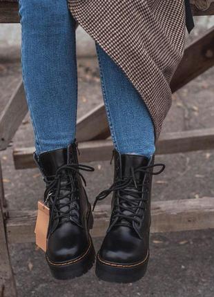 Зимние dr.martens женские кожаные ботинки на платформе с мехом/осень/зима/весна😍4 фото