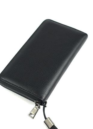 Классический мужской кожаный клатч кошелек на молнии, клатч из натуральной кожи с кистевой ручкой4 фото