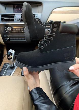 Стильные зимние ботинки timberland black с мехом /осень/зима/весна😍