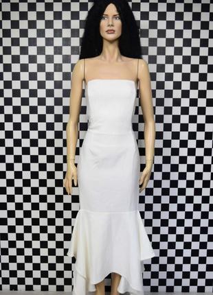 Платье белое миди бандо платье асимметричное2 фото