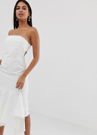 Сукня біла міді бандо плаття асиметричне5 фото