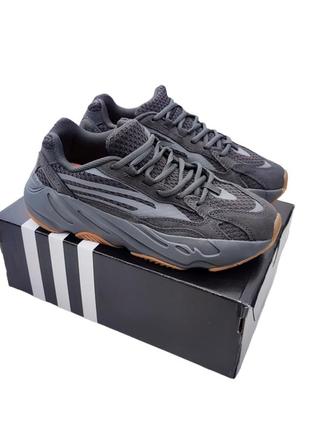 Мужские кроссовки adidas yeezy boost 700 grey brown reflective серые с коричневым🔥7 фото