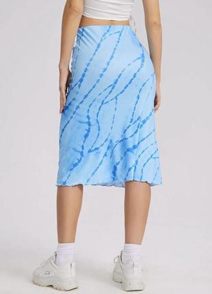 Юбка миди голубая tie dye от shein2 фото