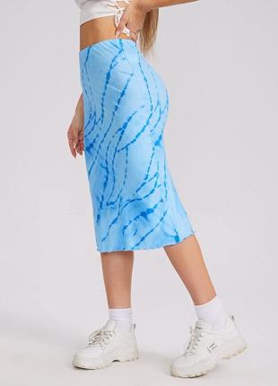 Юбка миди голубая tie dye от shein3 фото