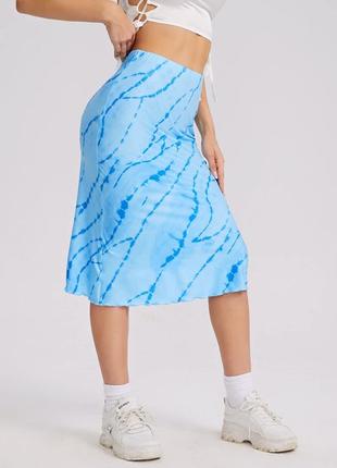 Юбка миди голубая tie dye от shein4 фото