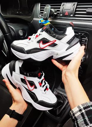 Жіночі кросівки nike m2k tekno white black білі з чорним та червоним🔥