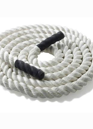 Канат тренувальний для кросфіта 9м battle rope white 50х92 фото