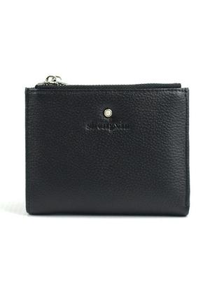 Чорний складний шкіряний міні гаманець на магніті, молодіжний маленький гаманець портмоне з натур.