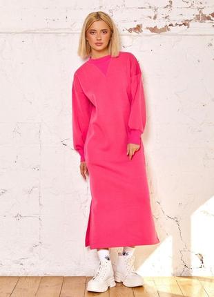 Тепле плаття - толстовка на флісі з розрізами