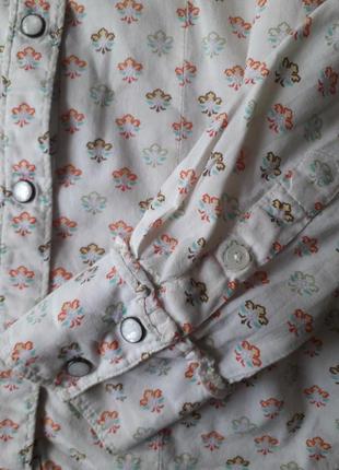 Хлопковая рубашка на кнопках для девочки 4-5 лет.4 фото