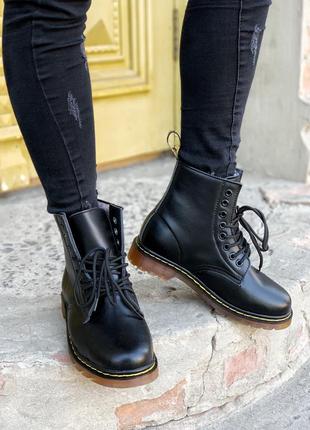 Зимние ботинки с мехом dr.martens в коже /осень/зима/весна😍8 фото