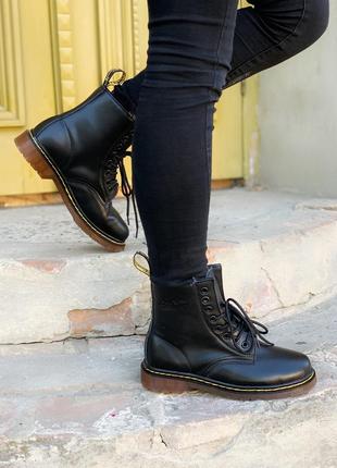 Зимние ботинки с мехом dr.martens в коже /осень/зима/весна😍2 фото