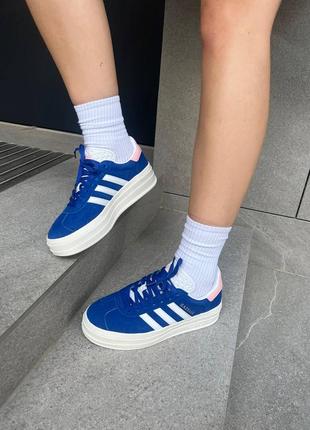 Adidas gazelle масивні блакитні кеди кросівочки висока платформа весна літо осінь массивные голубые синие кеды кроссовки высокая подошва9 фото