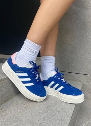 Adidas gazelle масивні блакитні кеди кросівочки висока платформа весна літо осінь массивные голубые синие кеды кроссовки высокая подошва2 фото