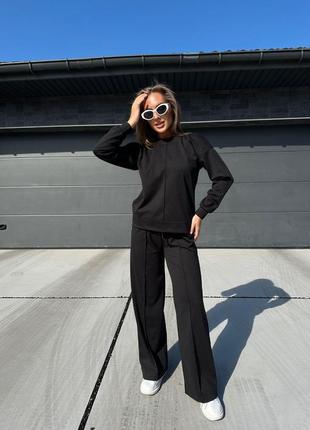 Жіночий стильний костюм/комплект зі штанами палаццо (розмір s,m,l), чорний