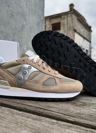 Женские оригинальные кроссовки saucony shadow original 1108-809s tan silver бежевый с серебряным2 фото