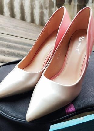 Туфли омбре розовые пудра с серебром1 фото