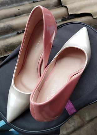 Туфли омбре розовые пудра с серебром2 фото