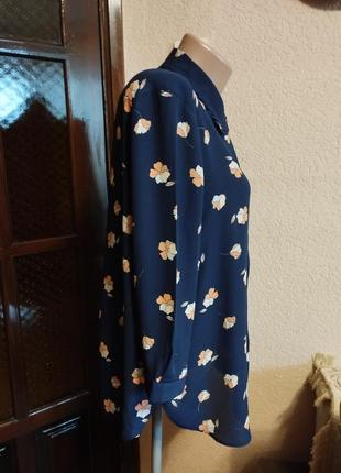 Блуза жіноча синя в квіти,розмір 14(42) на 48-50розмір від dorothy perkins3 фото