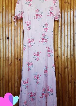 Длинное летнее платье на пуговицах h&amp;m с высокими разрезами по бокам.4 фото