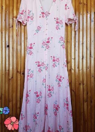 Длинное летнее платье на пуговицах h&amp;m с высокими разрезами по бокам.2 фото