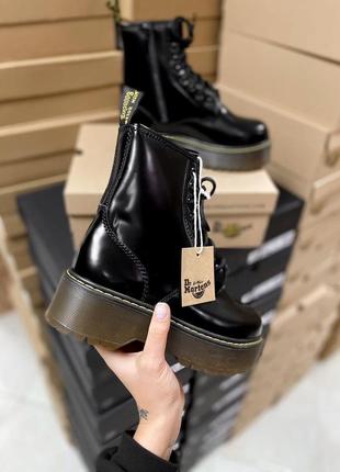 Шикарные лаковые ботинки dr martens на платформе (зима)2 фото