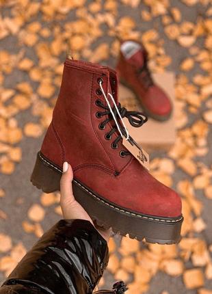 Шикарные бордовые ботинки dr. martens на меху5 фото