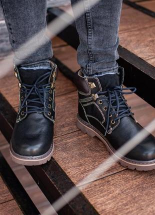 Стильные мужские зимние ботинки south craft black, кожаные чёрные с мехом, чоловічі зимові3 фото