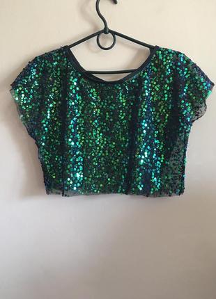 Блестящий кроп топ 1st position sequin t-shirt