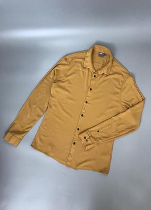 Стильная горчичная рубашка asos из вискозы, легкая, летняя, лето, стрейчевая,...