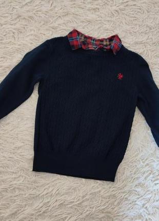 Свитерок для мальчика. нарядный свитер с обманкой рубашкой1 фото